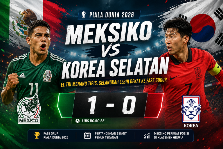 Pemain Meksiko dan Korea Selatan dalam laga Piala Dunia 2026 yang berakhir dengan kemenangan Meksiko 1-0 atas Korea Selatan di Grup A.