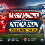 Pemain Bayern Munchen dan Rottach-Egern dalam ilustrasi banner laga pramusim yang menjadi tradisi sebelum musim kompetisi dimulai.