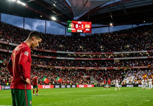 Cristiano Ronaldo bereaksi usai laga Portugal vs Spanyol setelah harapan Portugal pupus dalam pertandingan yang berlangsung sengit.
